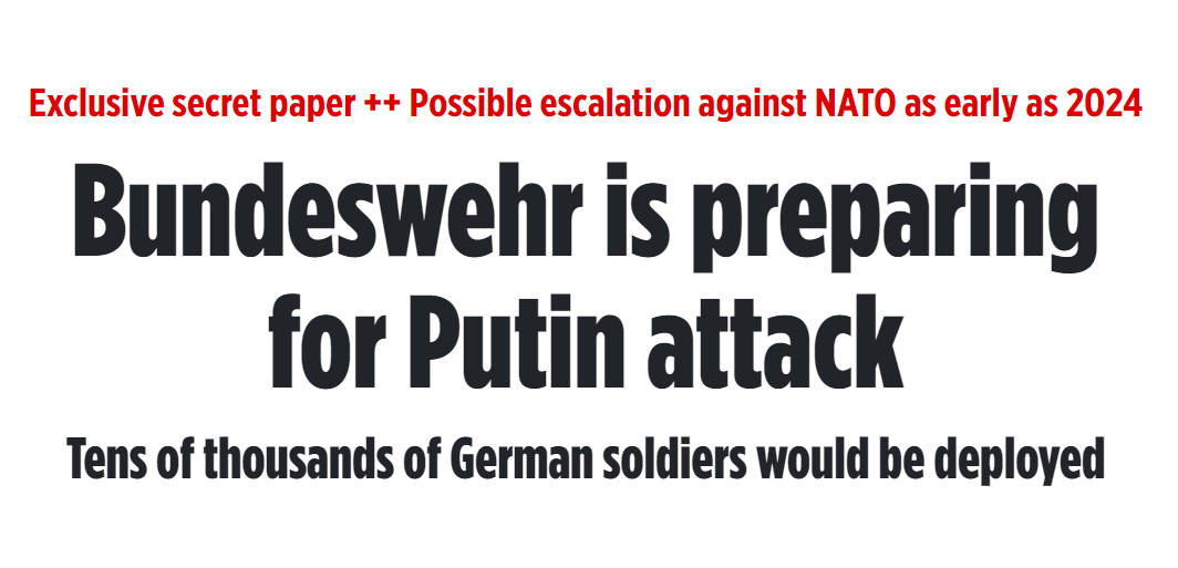 disclosetv's tweet photo. JUST IN - Germany's army is preparing for a Russian attack. Tens of thousands of German soldiers would be deployed, according to a classified document obtained by BILD. https://t.co/ZUKEe3Cj07