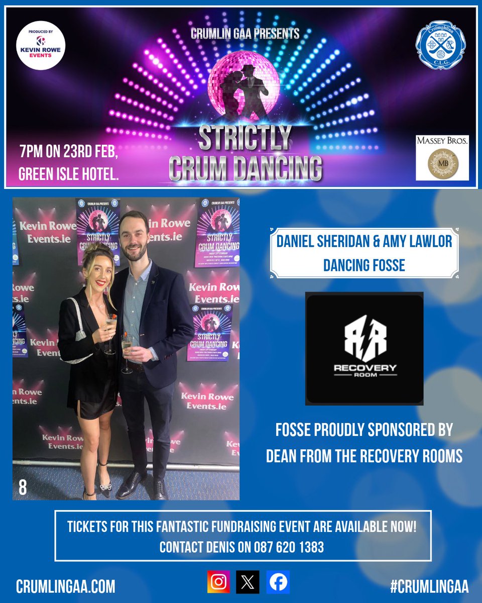 CrumlinGAA's tweet photo. Our 8th set of dancing partners is Daniel Sheridan &amp; Amy Lawlor dancing to the Fosse. Sponsored by Dean from The Recovery Rooms. https://t.co/RpwebG87Tf

More info: https://t.co/oobfWDeU3f       

Your Community. Your Club. Your Crumlin.  

 #crumlingaa https://t.co/BFPrioIYN9