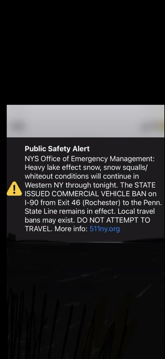 Public Safety Alert!!! Commercial Vehicle Ban!!! Interstate 90 (I-90) Rochester to PA State Line. Do Not Travel in this area. #eriecounty #monroecounty #winterstorm #winterstormwarning 
#Buffalo #rochester #Jamestown #I-90 #weather #WINTER #WeatherAlert #weatherupdate