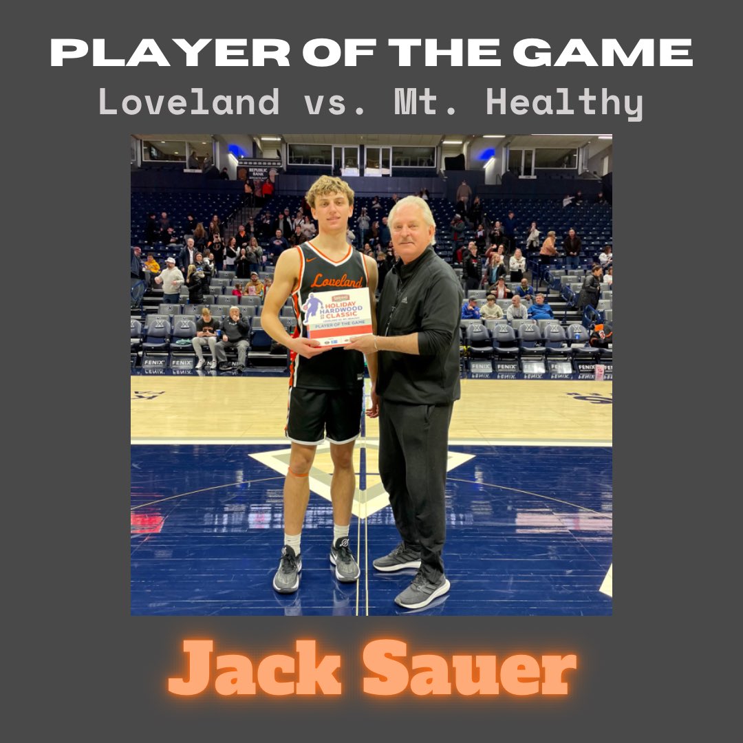 Congratulations to Loveland’s Jack Sauer on being named Player of the Game of the Loveland vs. Mt. Healthy game. <a href="/LovelandTigers/">Loveland Tigers</a> @LovelandTigerAD <a href="/Loveland_HS/">Loveland High School</a> <a href="/JackSauer_/">Jack Sauer</a>