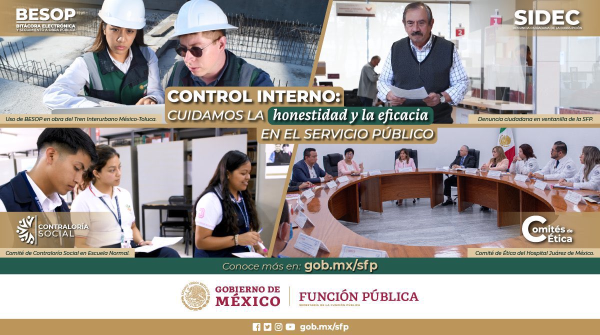 BuenGobierno_mx's tweet photo. ¿Sabes cuáles son los mecanismos de #ControlInterno?

¡Conócelos! 👇🏾

✅#ContraloríaSocial
✅Comités de #Ética
✅#BESOP 
✅#SIDEC

Consulta más información en ➡️ https://t.co/j0IKpJ8rPk https://t.co/C7va0fuWwN