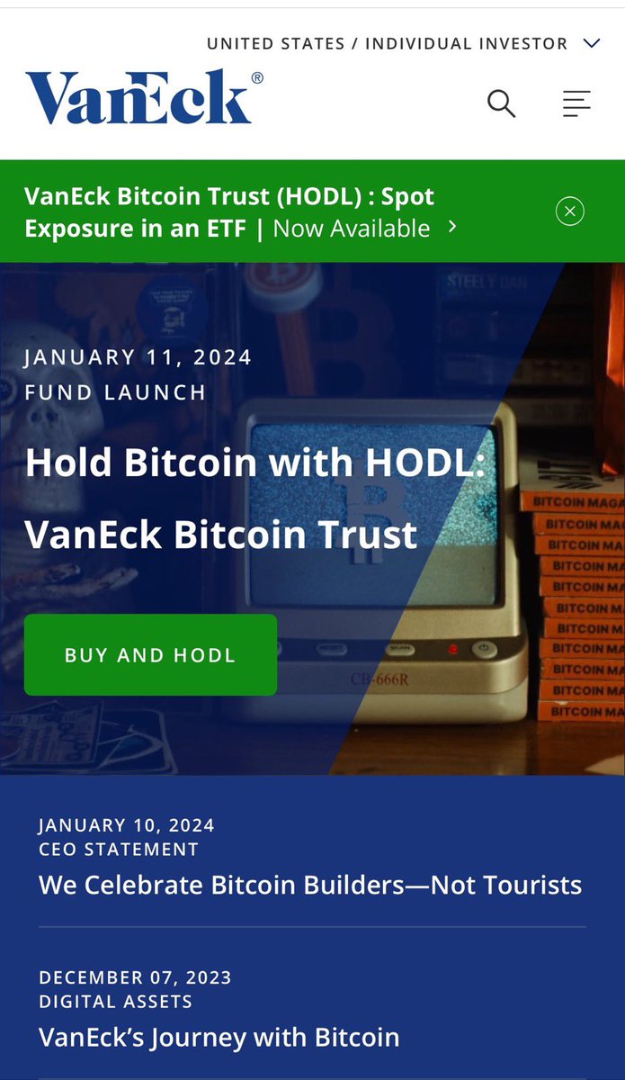 BitcoinArchive's tweet photo. NEW: 🇺🇸 BlackRock, Fidelity, and VanEck put #Bitcoin on the homepage. 🔥 https://t.co/cx2ooU2IZ6