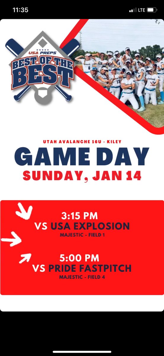 kaymcafee2025's tweet photo. Catch us today at Majestic Park Field 1!! https://t.co/TL5T6LDlqy