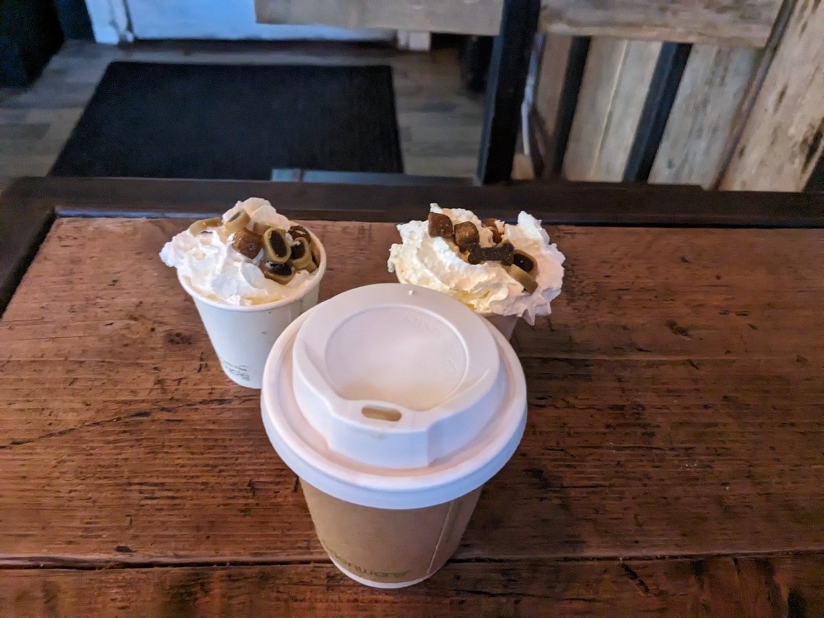 l_wasinski's tweet photo. What a difference a day makes! Spine runners disappearing into the clag yesterday &amp; then todays 🌞 and views! Obligatory caffeine (me) and  puppacinos after today's run 😋😋 (they aren't always this lucky!) 31 running miles for #NHS1000miles https://t.co/4q09QJljEG