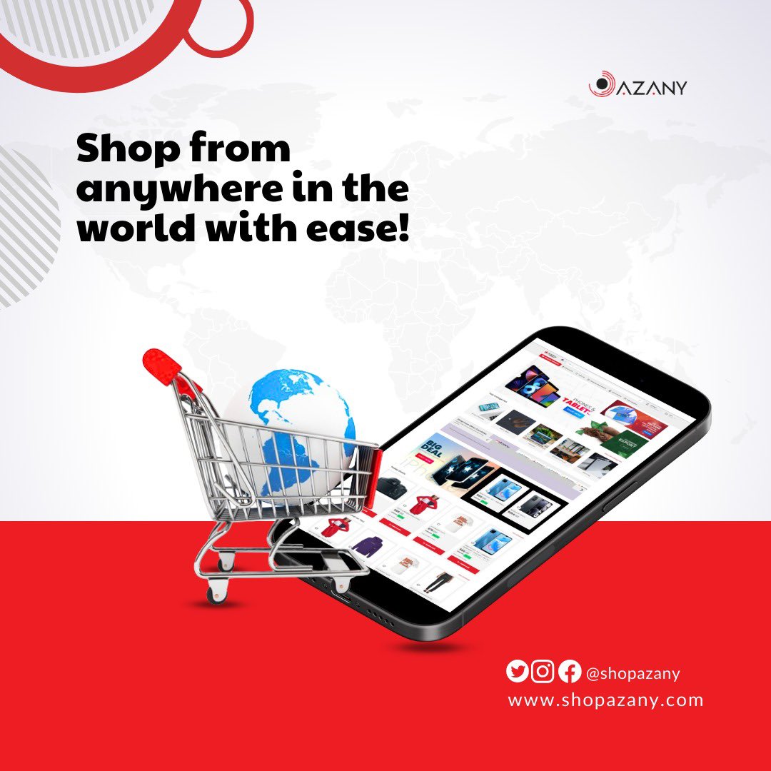 🌍🛍️ Shop from anywhere in the world with ease, thanks to Azany! 🌟✨ Browse, buy, and enjoy unique products from vendors around the globe, all from the comfort of your own home!

🌐📦 No matter where you are, Azany 
#Azany #GlobalShopping #ShopAnywhere #UniqueProducts