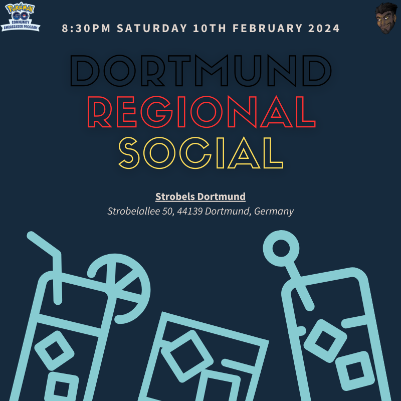 🇩🇪 Dortmund Regionals #PlayPokemon Social! 

🕣8:30pm, Sat 10th Feb
🗺️Strobels maps.app.goo.gl/tAZFuK7nbVk4Sq…
🔥RSVP here: cmpf.re/82dpp6

#PokemonGO InGame Reward codes available!

🥤Drinks social only - trainers can come early to eat at the restaurant, subject to capacity!