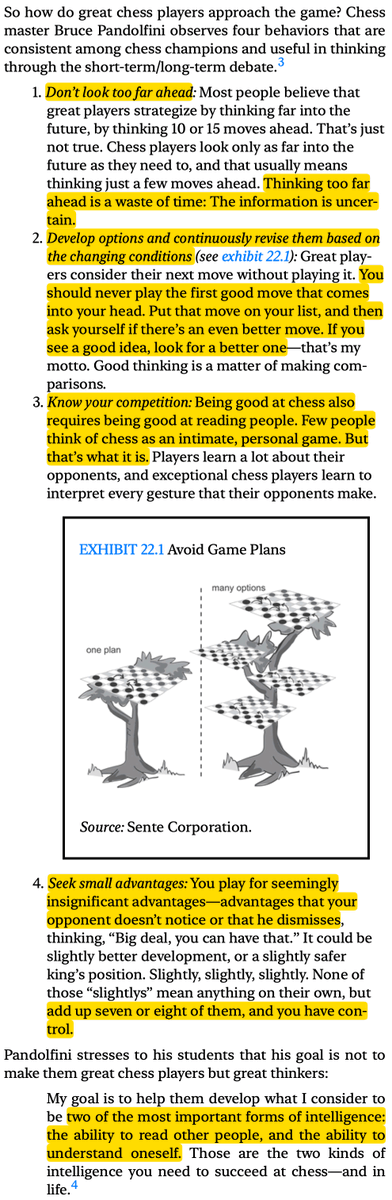 Kpaxs's tweet photo. Great chess advice that you can apply generally to balance long-term and short-term strategies by @mjmauboussin:

— Don’t look too far ahead.

— Develop options and continuously revise them based on the changing conditions.

— Know your competition.

— Seek small advantages.

From his book "More Than You Know: Finding Financial Wisdom in Unconventional Places".

Get it here: https://t.co/k8sQ26kmAo