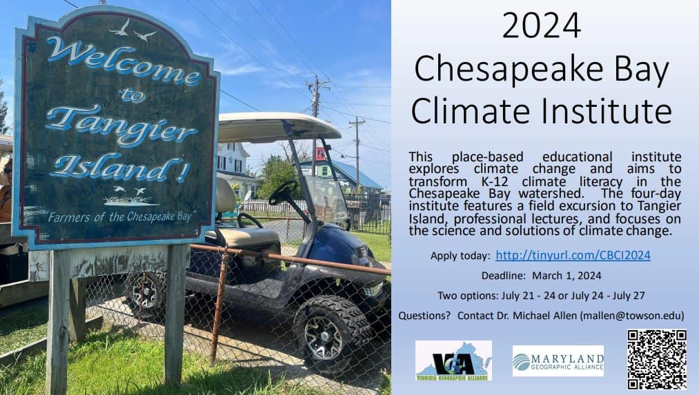 Virginia Geographic (@vageogalliance) on Twitter photo Calling all Virginia and Maryland educators! Join us at the 2024 Chesapeake Bay Climate Institute and dive into transformative Summer Professional Development. 🌊 Apply by March 1st to be part of this enriching experience! <a href="/mga_towson/">Maryland Geographic Alliance</a> <a href="/TowsonU/">Towson University</a> #ClimateEducation #SummerPD Calling all Virginia and Maryland educators! Join us at the 2024 Chesapeake Bay Climate Institute and dive into transformative Summer Professional Development. 🌊 Apply by March 1st to be part of this enriching experience! <a href="/mga_towson/">Maryland Geographic Alliance</a> <a href="/TowsonU/">Towson University</a> #ClimateEducation #SummerPD