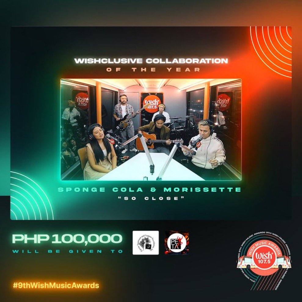 MOWIEnatics_OFC's tweet photo. Morissette and Sponge Cola have won Wishclusive Collaboration of the Year at the #9thWishMusicAwards for this performance of their song ‘So Close’:

https://t.co/xoGlzJnl8I

Congratulations, @itsMorissette and @SpongeColaPH!

#Morissette #MorissetteAmon #SpongeCola https://t.co/FovdKPzFGL