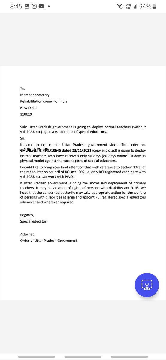 akkuspedu's tweet photo. @RCIGovIndia
As per the RCI Act, no individual should be allowed to teach or work with special needs children without a valid RCI certificate 
I kindly request the Rehabilitation Council of India to investigate this matter promptly and take appropriate action https://t.co/23nGLtm0Ix