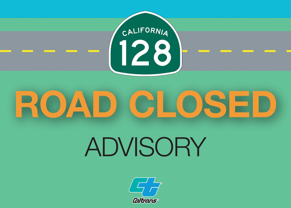 CaltransDist1's tweet photo. 🔴TRAFFIC ALERT: Route 128 (PM 0-12) is FULLY CLOSED from Route 1 to near Navarro in Mendocino County, due to flooding. There is no estimated time of reopening.

Please check https://t.co/kXIUX7RRHo or the QuickMap app for the latest road conditions.
#route128 #knowbeforeyougo https://t.co/dHngRnqTi8