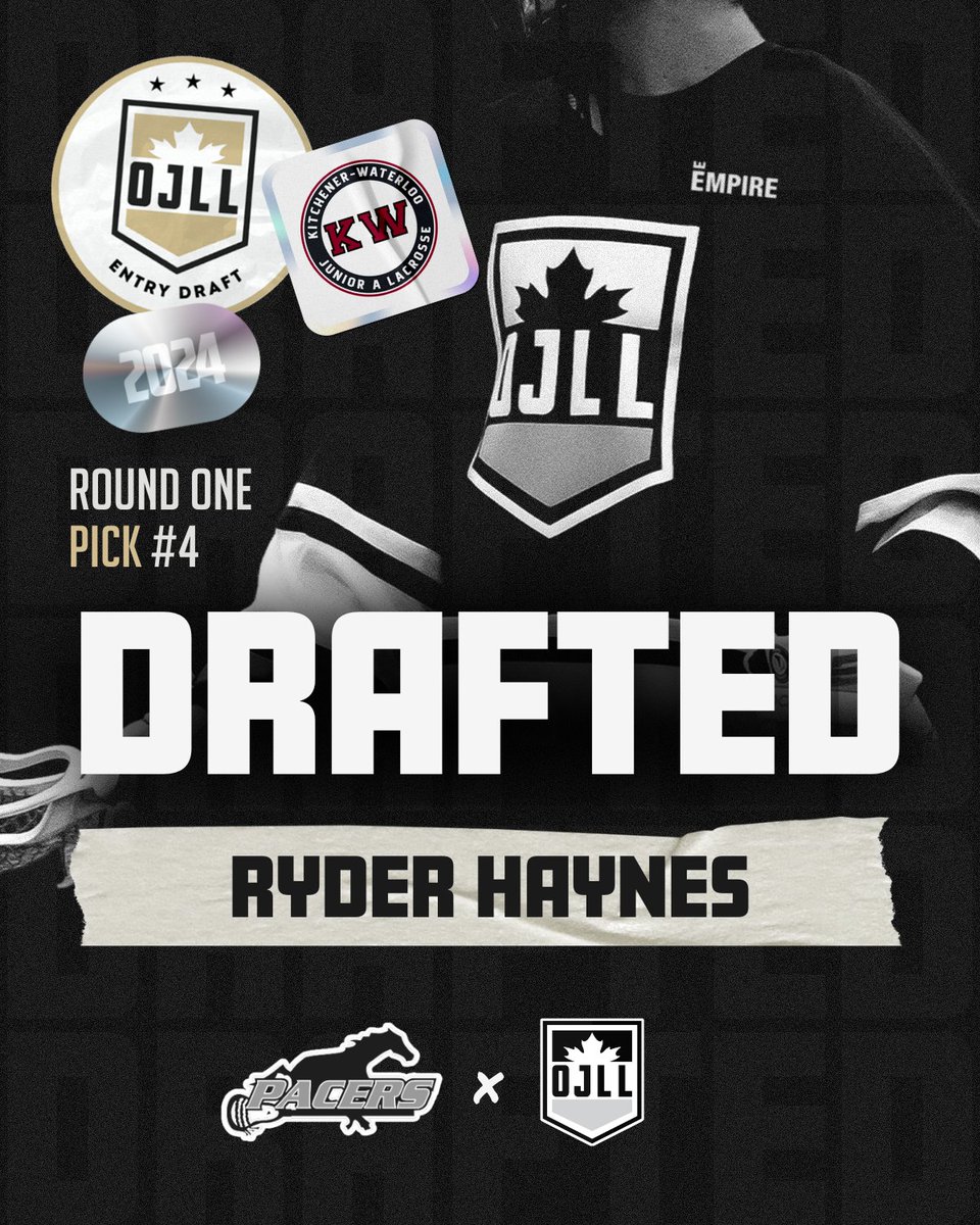 TheOJLL's tweet photo. With the fourth pick in the 2024 #OJLLDraft, @KW_JrA_Lacrosse selects Ryder Haynes from the @SarniaPacers https://t.co/HZCzKeHWWW