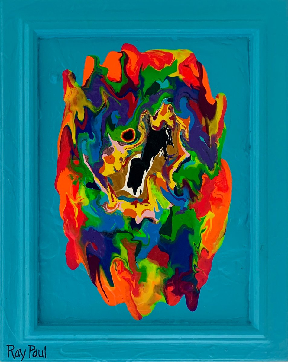 raypaul4's tweet image. "Aqua Chakra Framed," acrylic, latex and enamel on board and frame, 11" x 14" 2024 #abstractart #abstractpainting #popexpressionism #chakraart #neonpainting #moffittcancercenter #sarcomasurvivor #myselfisthestar #neonkundalini
