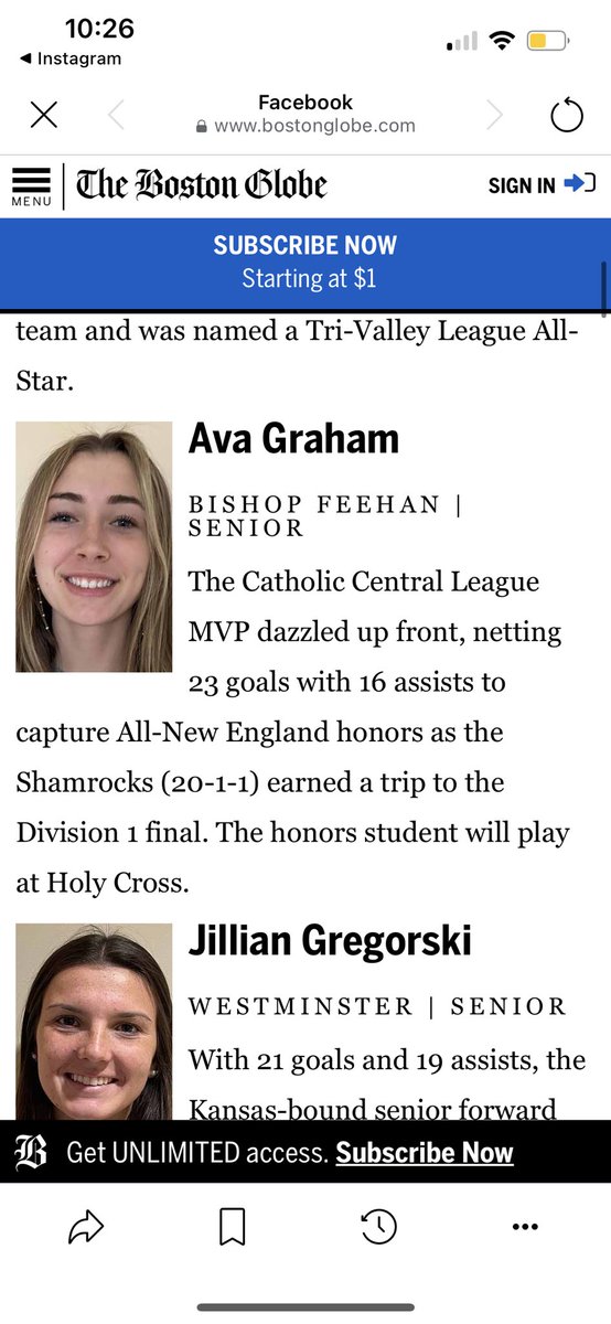 avagraham05's tweet photo. I am very honored to be selected as an 2023-24 All-Scholastic Fall Athlete for the Boston Globe!! I could not have gotten here without my amazing team! @BostonGlobe https://t.co/X9Vyxr2AD6