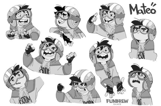 I am so happy to show my concepts I did a few years ago for indie co-op adventure game of @FunbrewGames   The first character I worked on, Mateo!