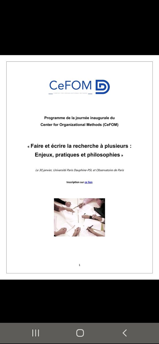 fdevaujany's tweet photo. 🔎Le programme de la journée inaugurale du Center for Organizational Methods est en ligne : https://t.co/x1G5xp7WPk N'hésitez pas à nous rejoindre le 30 janvier, le matin @Paris_Dauphine et l'après-midi @Obs_Paris #CeFOM #méthodes #organisation https://t.co/d4PE5gAfPk