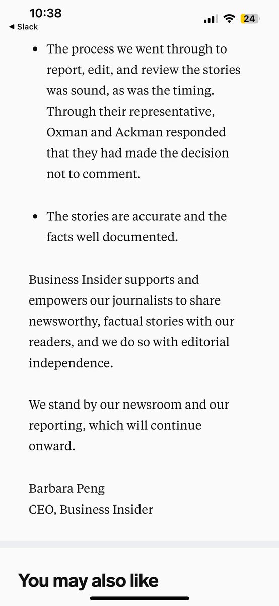 Business Insider CEO Barbara Peng on our Neri Oxman and Bill Ackman reporting: businessinsider.com/our-journalism…