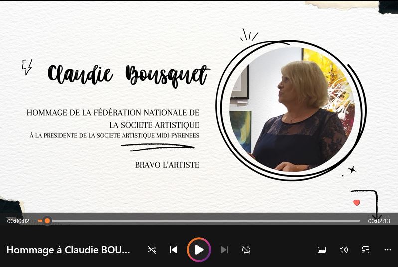 FederartistLP's tweet photo. Le 2 janvier Claudie Bousquet nous a quitté.
La Fédération Société Artistique lui rend un hommage pour son dévouement https://t.co/zthVtcO0fb
Je salue avec respect l’artiste et la femme : ses talents multiples, sa créativité, sa disponibilité, sa convivialité et sa générosité. https://t.co/f46eSMRULU