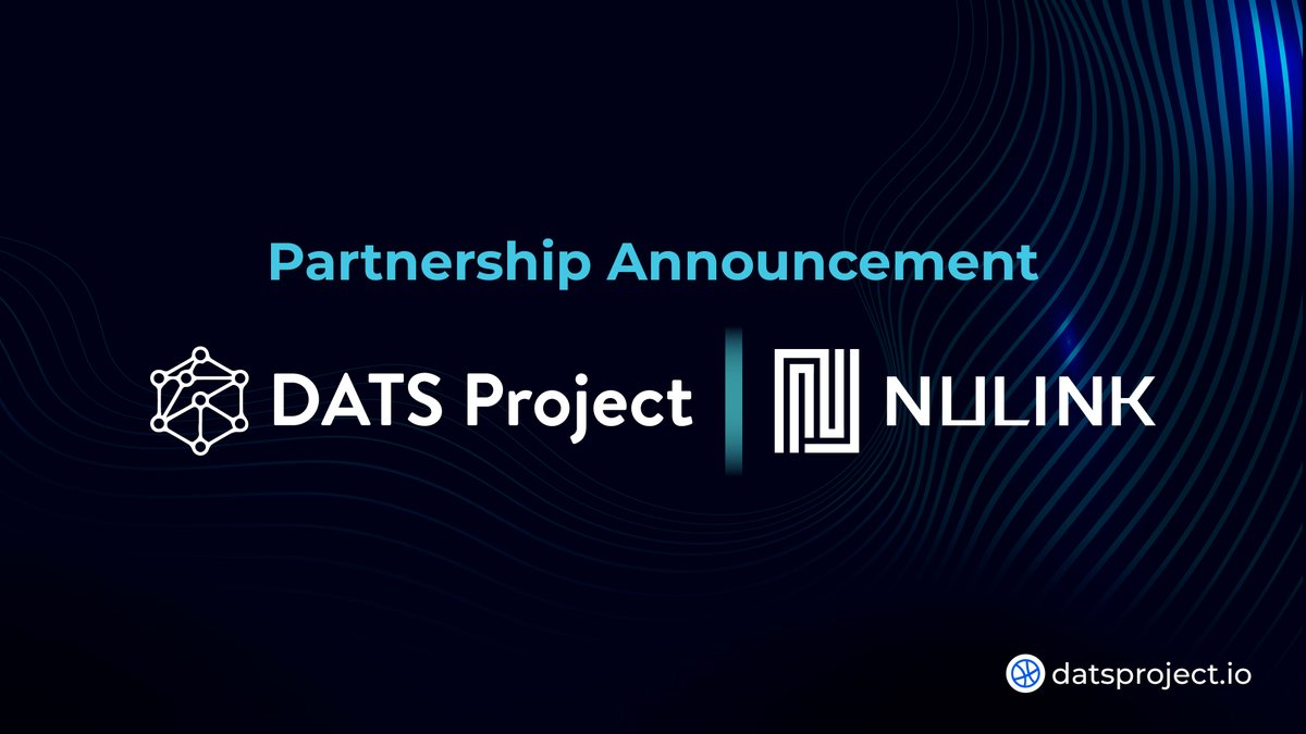 DATSProject's tweet photo. In collaboration with @NuLink_, the DATS Project is merging its robust security infrastructure with NuLink's cutting-edge privacy protection technology. 

This strategic partnership marks a significant milestone in advancing Web3, guaranteeing data security, privacy and exclusive accessibility for those who need to have it. 🤝 #Partnership #Web3Security #Privacy