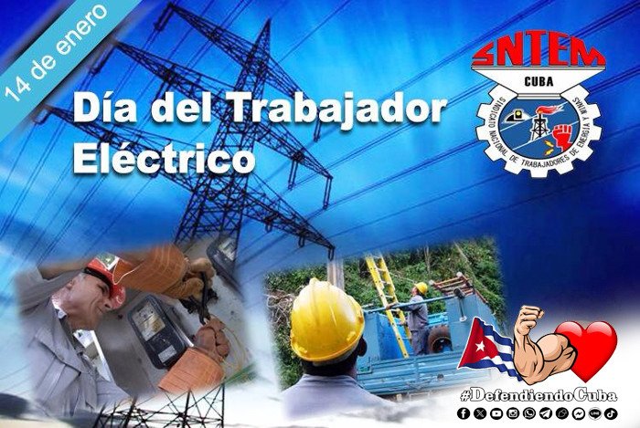 DefendiendoCuba's tweet photo. El pensamiento de #FidelPorSiempre está en la voluntad para enfrentar los desafíos y en el cuidado de la integridad física de los hombres que trabajan en condiciones extremas.👇

‼️ Muchas felicidades al trabajador eléctrico‼️
✨#EstaEsLaRevolución✨
#DefendiendoCuba🇨🇺💪❤️ https://t.co/tgX9I4Sjjj