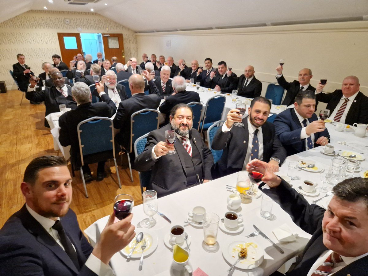 TempleLodge322's tweet photo. A surprise visit from the Provincial Grand Master, who proceeded to take the chair and invest our Worshipful Master as Provincial Grand Steward, after a flawless Advancement ceremony of two excellent candidates. A record amount was then collected for charity at the festive board. https://t.co/hp4xeN9k0M