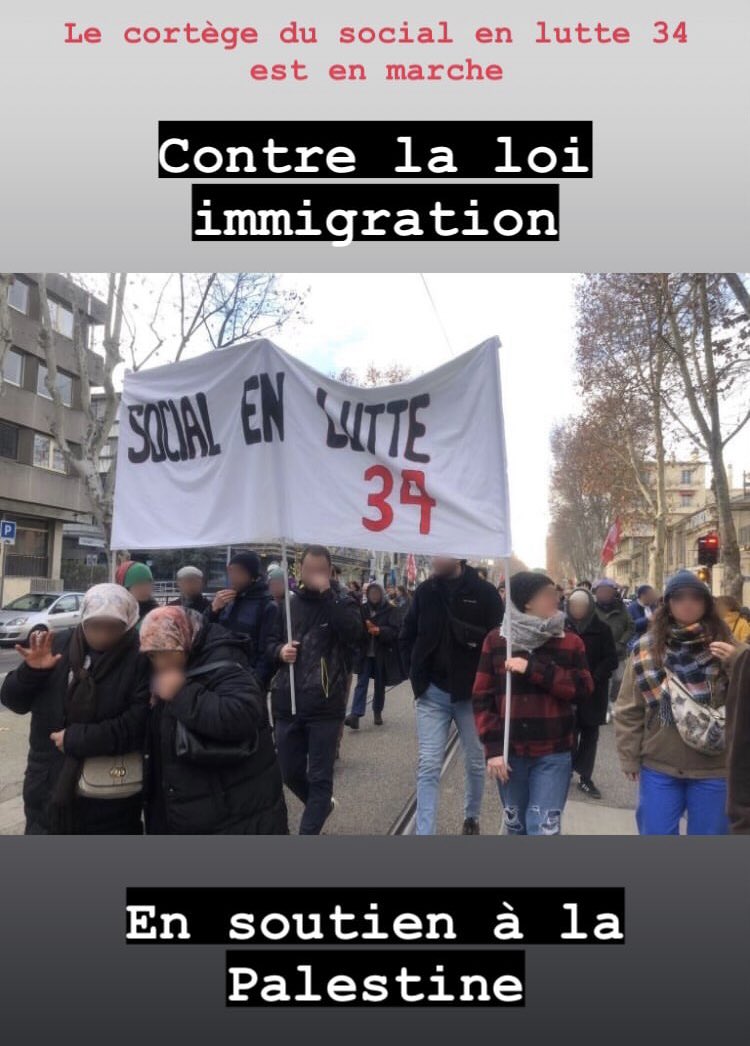 MobilisationMtp's tweet photo. Manifestation contre la #loiimmigration2023 et en soutien à la #Palestine #montpellier https://t.co/Z1XTWxcZd4