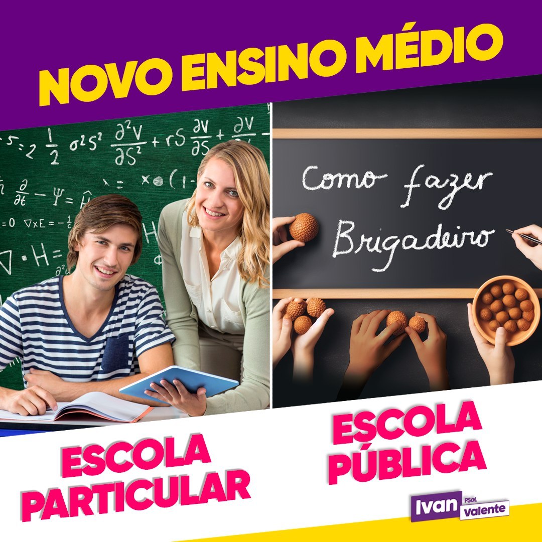 IvanValente's tweet photo. O QUE QUER A DIREITA NO BRASIL? Que os filhos dos ricos e da classe média estudem português, matemática, história e química em colégios particulares e que as filhas e filhos de trabalhadores SEJAM PREPARADOS PARA O SUBEMPREGO nas escolas públicas? Diga não ao Novo Ensino Médio! https://t.co/cOdR1o2lw3