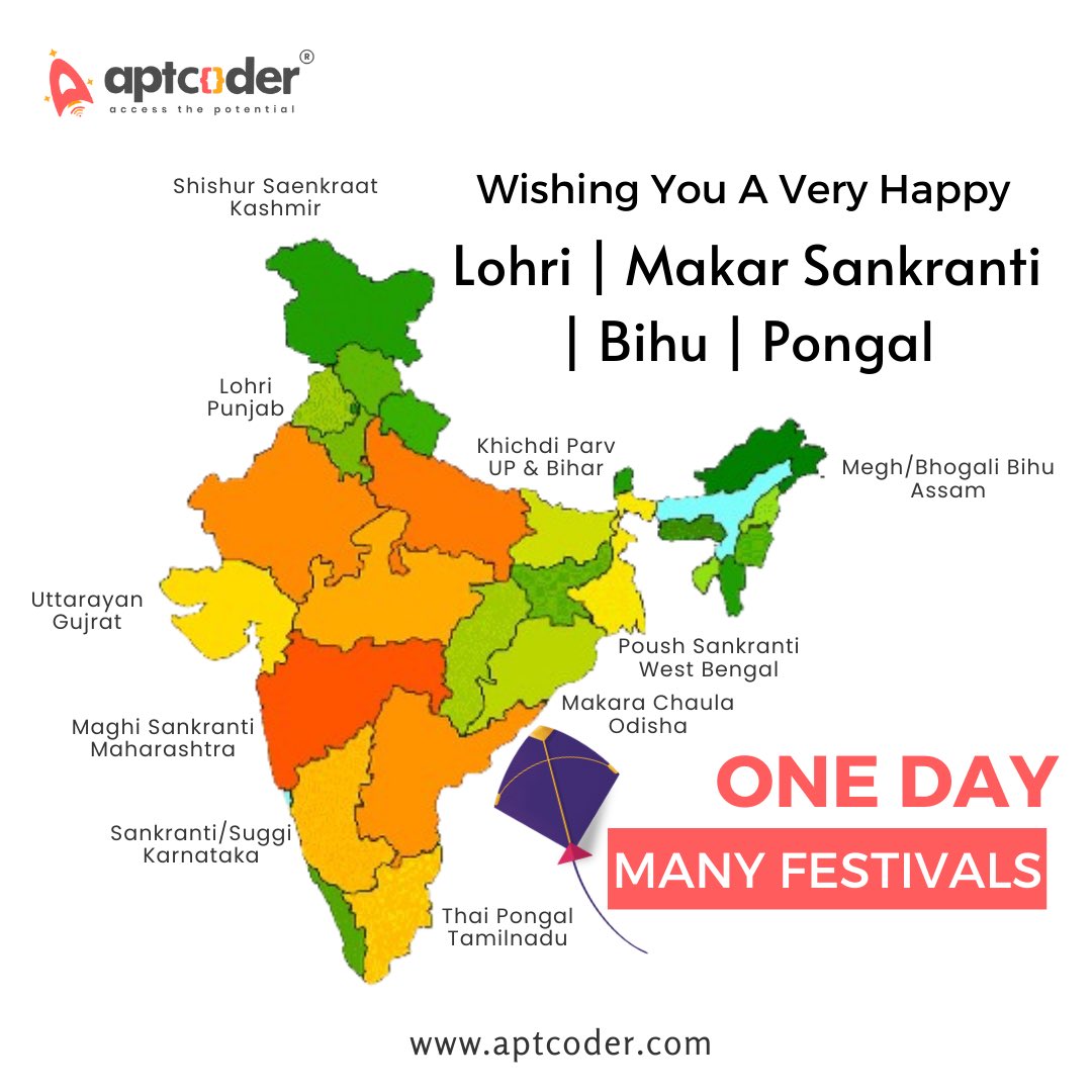 APTCODER's tweet photo. Wishing everyone celebrating a very Happy Lohri, Makar Sankranti, Bihu &amp; Pongal from the entire APTCODER family!🎉🪔

Truly a wave of festivals!💯
.
.
.
.
.
#coding #codinglife #codingisfun #codingproblems #codingquotes #codingpics #codingview #codingjokes #codinghumor https://t.co/2qC7n3onRy