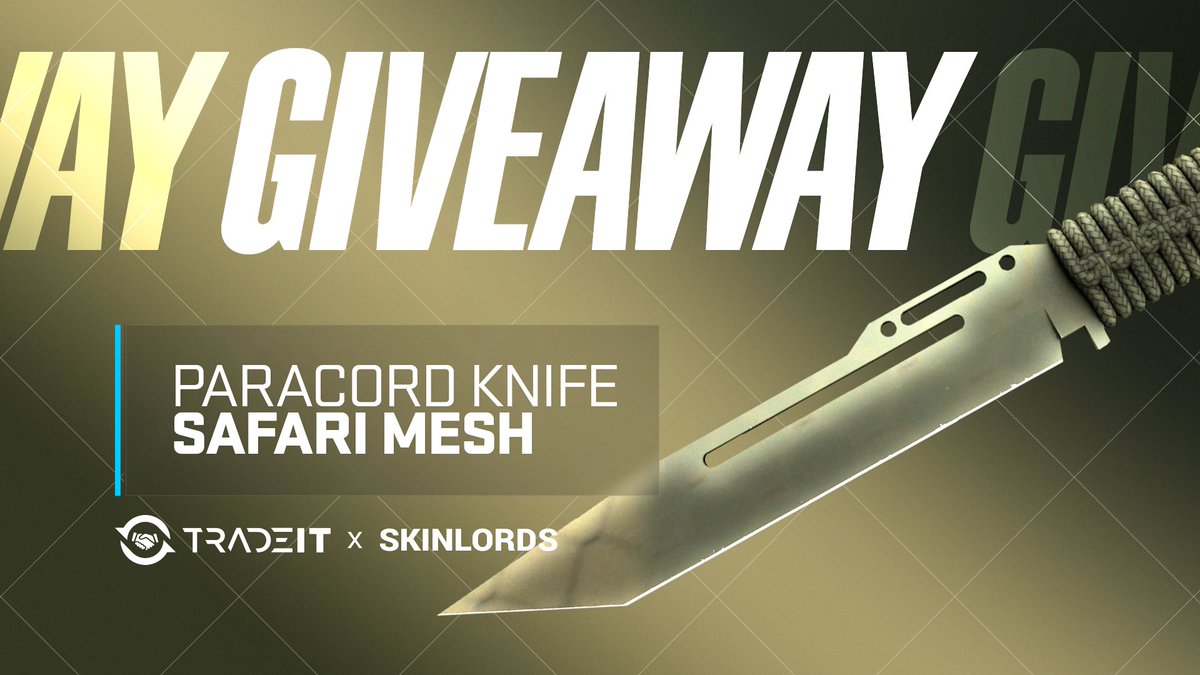 Paracord Knife Safari Mesh 🎁 CS2 Knife Giveaway!

✅ To enter:
- Follow us and <a href="/tradeit_gg/">Tradeit</a> 
- Repost and Tag a friend

Ends in four days. Best of luck!
