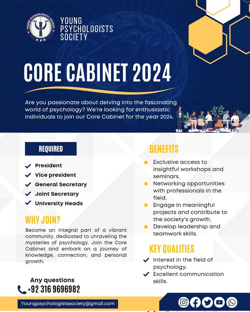 Youngpsych96's tweet photo. 🔺Cabinet Members Required 
#YPS #mentalhealth #psychology #thinking #awareness #society #stigmas #suicide #prevention #ways #students #stress #reasons #measures #news #cabinet #learning #freshers #help #smallbiz #science #crisis #promotion #members https://t.co/y0Jlb3HOpc