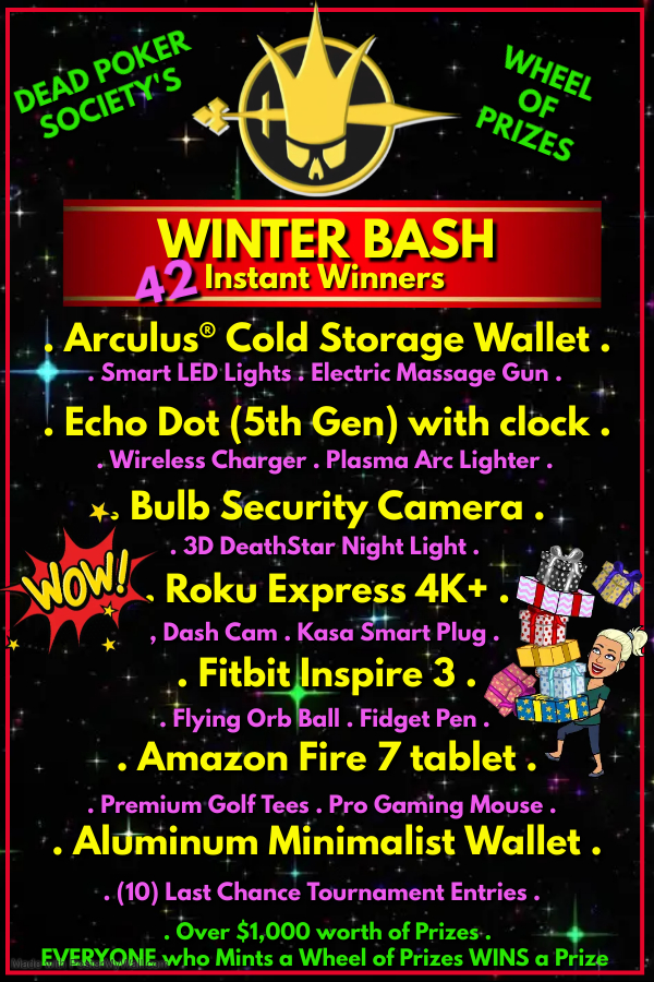 ChristaTBB's tweet photo. I won on the @DPS_Club54 Prize Wheel!!

We're always winning at #DeadPokerSociety even when we're not playing Poker 🃏

It's a hotbed of excitement, what are you waiting for? Join us for fun!!

Prize Games every day of the week 🎁🔥❤️‍🔥
#Prizes #Winning #WinterBash #ClubGG #LetsGo https://t.co/wOLaVrBIXP