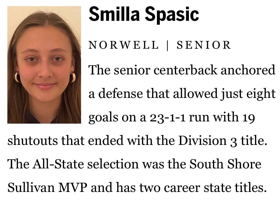 camkerry7's tweet photo. 🚨 @GlobeSchools Girls’ Soccer All-Scholastics 🚨

In today’s Sunday @BostonGlobe!

Kara Santos, @MHSAthletics22

Smilla Spasic, @ClipperAD

Catherine Watrous, @pingreesports https://t.co/3GNdrBAOKt