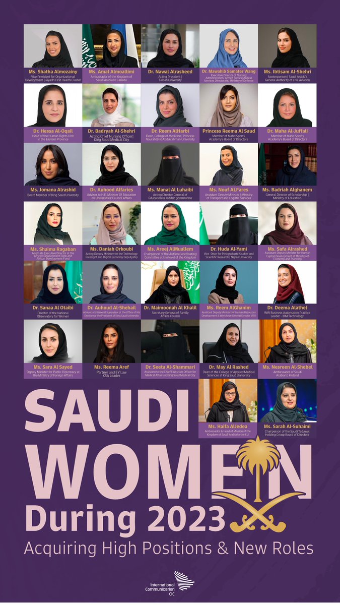 CICSaudi's tweet image. In 2023, Saudi women continue to redefine success. Their journeys are inspiring - from rising in prominent roles to achieving milestones.