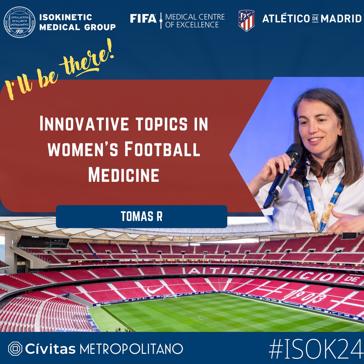I’m very happy to join colleagues from around the world 🌍 in Madrid 🇪🇸 to attend the Isokinetic Football ⚽️ Medicine Conference #isok24 at the beautiful Civitas Metropolitano Stadium 🏟️! 🗓️ May 25th, 26th and 27th 🔗 isokineticconference.com @footballmed @IsokineticMed