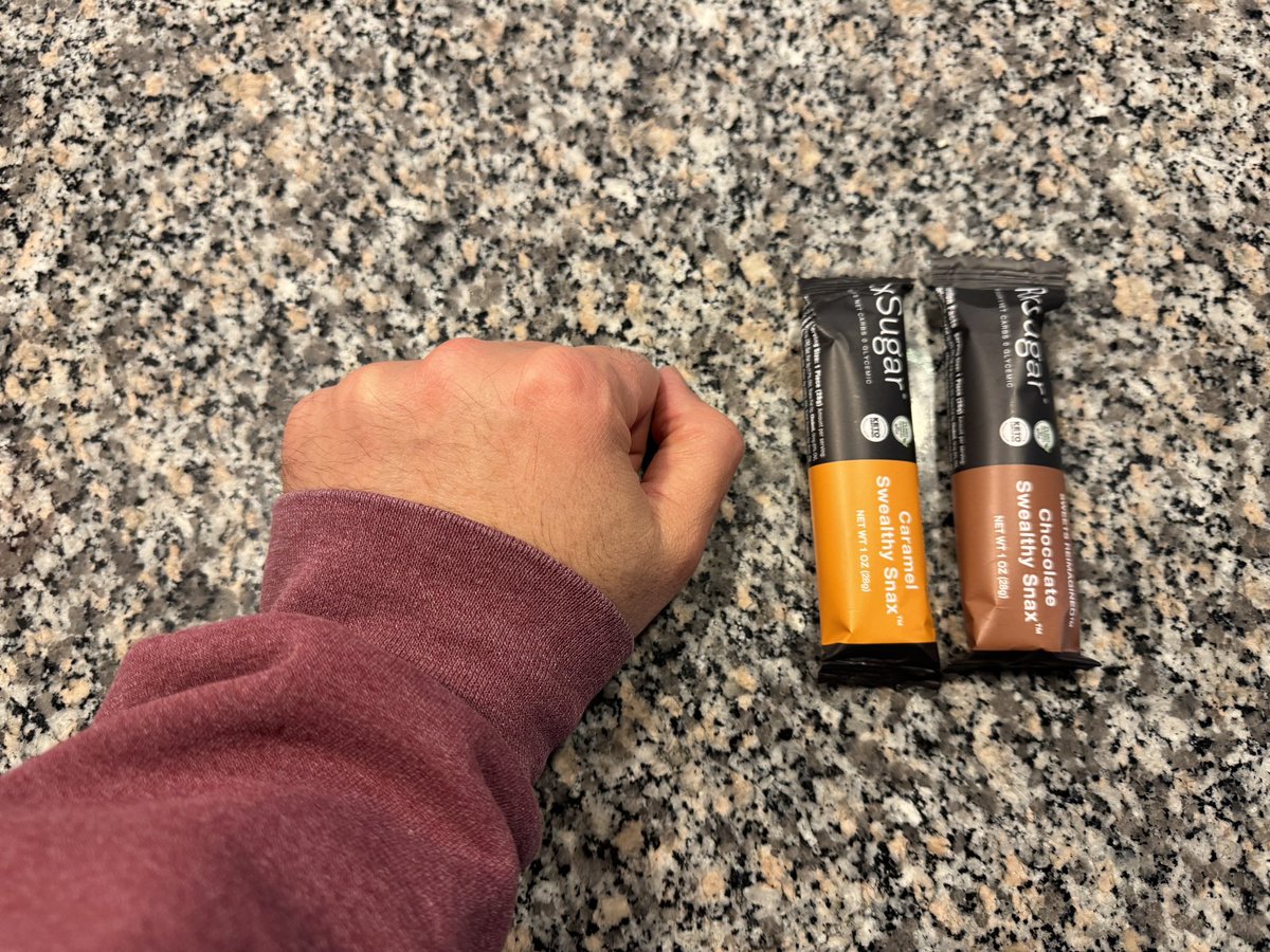 realDaveFeldman's tweet photo. Full disclosure, at the risk of sounding like a commercial, I’ve been kinda addicted to these @RxSugar bars. 

Yes, they sent me four sample boxes for free, but now I’m almost totally through them in a week. I took them on the road trip to LA and they were just perfect for the drive. 

The major sweetener is allulose, which is ironic as most products that I found which use it are a bit too sweet. But this one is just at the right level.

Anyway, as with anything else that I share I like on social media I had no affiliation in any way outside of occasional free product sent my way like this. 

(as an aside, the last true #keto bar I liked was back when @AdaptYourLife made theirs — so props to @RxSugar for pulling this off)