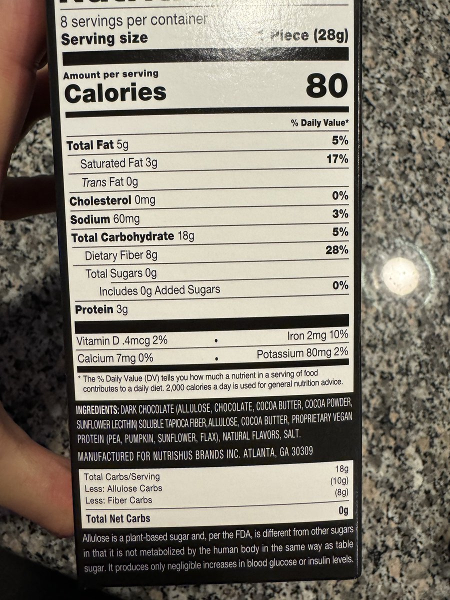 realDaveFeldman's tweet photo. Full disclosure, at the risk of sounding like a commercial, I’ve been kinda addicted to these @RxSugar bars. 

Yes, they sent me four sample boxes for free, but now I’m almost totally through them in a week. I took them on the road trip to LA and they were just perfect for the drive. 

The major sweetener is allulose, which is ironic as most products that I found which use it are a bit too sweet. But this one is just at the right level.

Anyway, as with anything else that I share I like on social media I had no affiliation in any way outside of occasional free product sent my way like this. 

(as an aside, the last true #keto bar I liked was back when @AdaptYourLife made theirs — so props to @RxSugar for pulling this off)