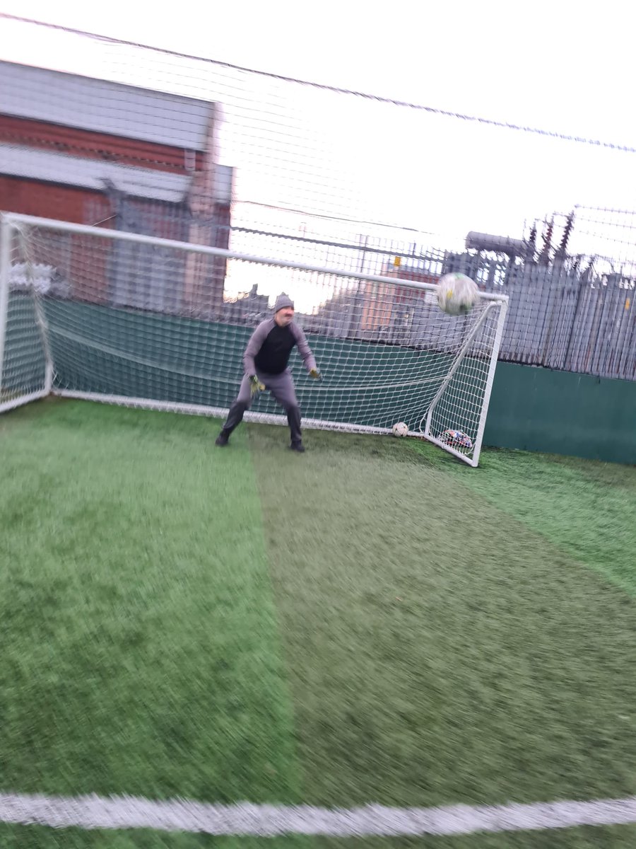 Wee Frankie puts one top bins, keeper rooted to the spot. He then says " I could see your wee old man body struggling to get across "...😂😂😂
