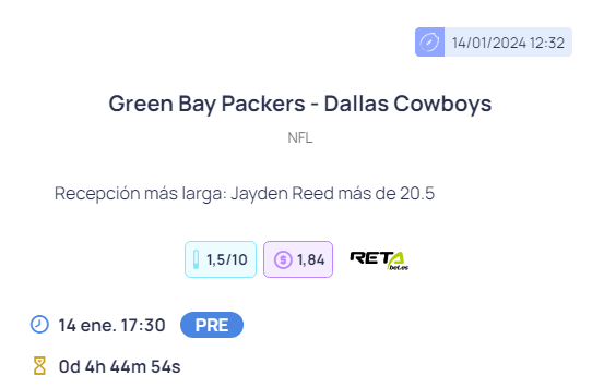 PicksAmerica's tweet photo. #FreePick #NFL  #NFLPlayoffs  #Packers #CowboysNation  #Parley #Lions #RamsHouse  #NFLPlus  #sportsbet #FreeBet #ParlayPlay  #NHL #Datos #tipster #experts #PlayerPropBets 

Mis dos mejores #Apuestas de la jornada de la @NFL por @RETAbet 
Sigueme en: https://t.co/nXYaDZ38zM https://t.co/Muc2BaDy7K