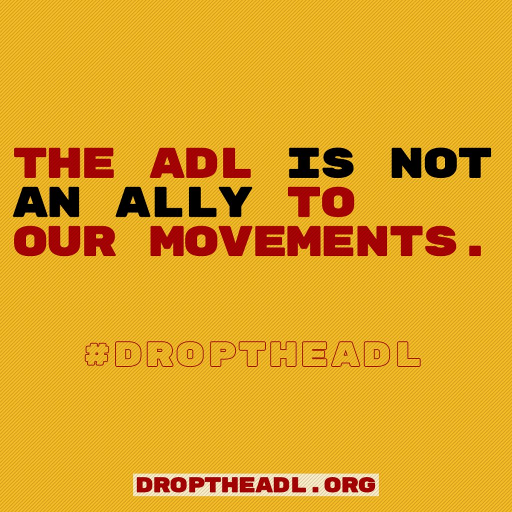 ProJoSTL's tweet photo. Your friendly reminder that the ADL is not your ally. Years ago hundreds of organizations, including ProJoSTL, signed a letter detailing ADL’s decades long history of surveilling &amp; repressing social justice movements and calling on groups to #DropTheADL. https://t.co/tSVbP6wmR8 https://t.co/IjtexzxlYP