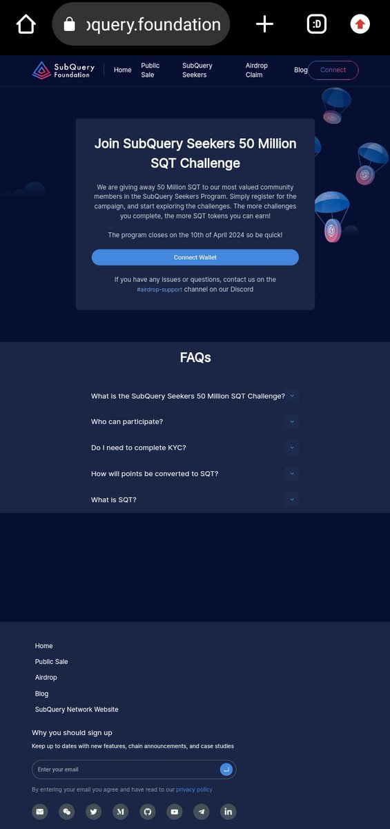 iamfayvoh's tweet photo. @SubQueryNetwork #2. Click on airdrop claim
#3. Connect wallet and sign signature request
#4. Input your email and click sign up
#5. Check your email for a link and verify
#6. All done. 

Now you have to do tasks to earn points, the more challenges you complete, the more $SQT tokens you can earn! https://t.co/qov2VxWEZW