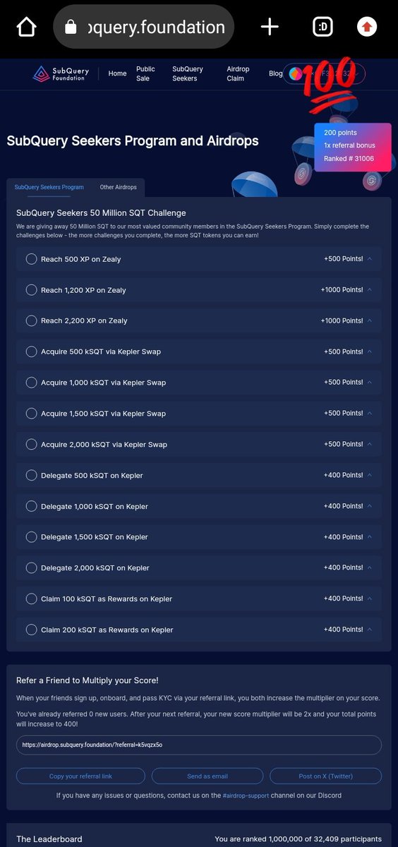 iamfayvoh's tweet photo. @SubQueryNetwork #2. Click on airdrop claim
#3. Connect wallet and sign signature request
#4. Input your email and click sign up
#5. Check your email for a link and verify
#6. All done. 

Now you have to do tasks to earn points, the more challenges you complete, the more $SQT tokens you can earn! https://t.co/qov2VxWEZW