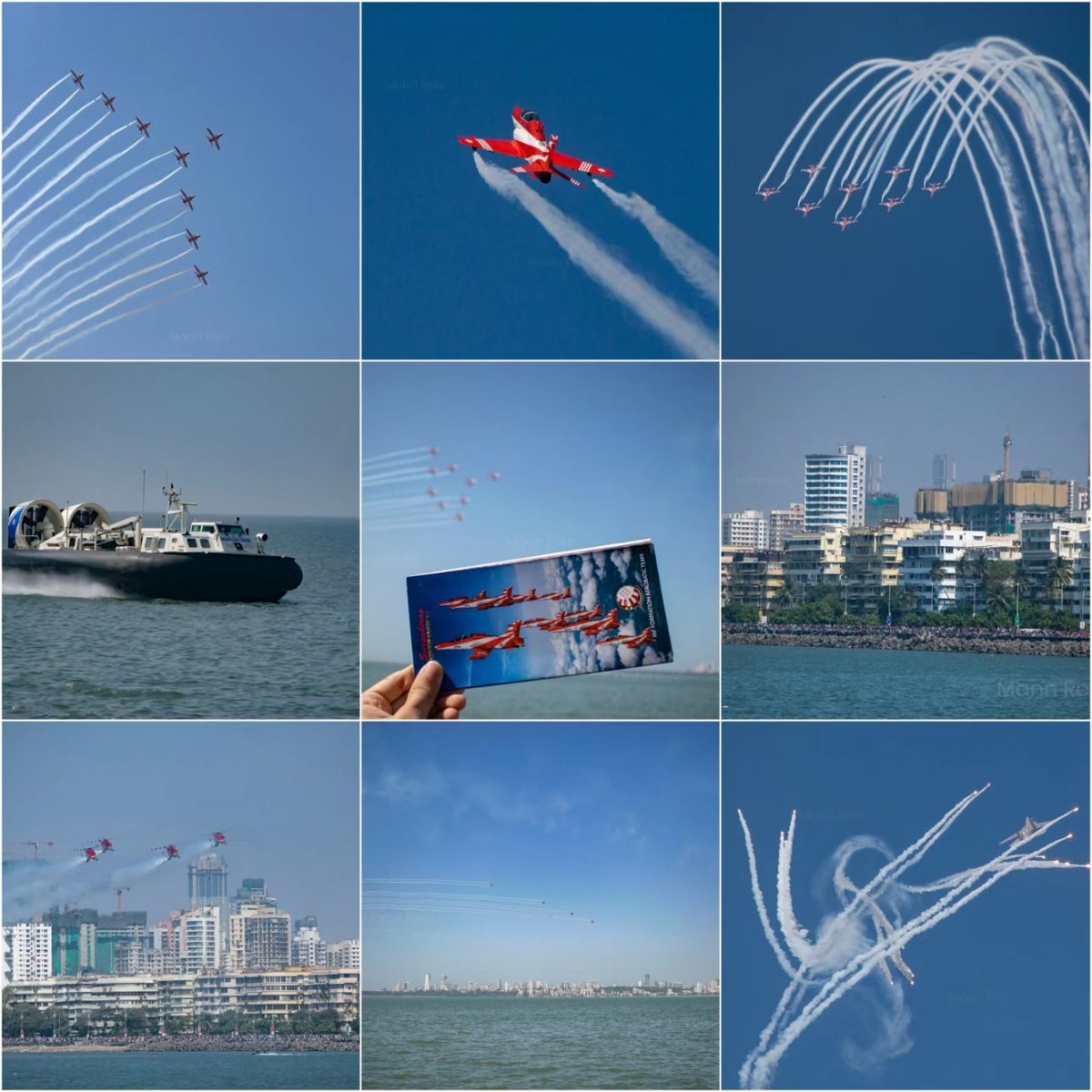 MannRele7's tweet photo. "Grateful for the 4 days power-packed performance of Indian Air Force – soaring to new heights and leaving a trail of awe! 
Counting the moments in anticipation until we see you again.
@Suryakiran_IAF @anandmahindra
@my_bmc  @RNTata2000  
#suryakiran #Indianairforce #mumbai https://t.co/9W7YKQ6KOq