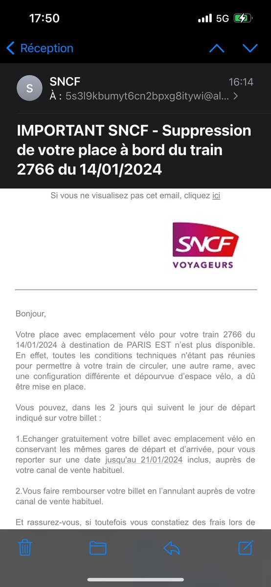 beabarral's tweet photo. On dit merci pour l’annulation de dernière minute et quand c’est Trainline on ne gère pas ! #trainline ma réclamation arrive !!!! Service non compétent surtout par ce froid https://t.co/4RABlAwOrz