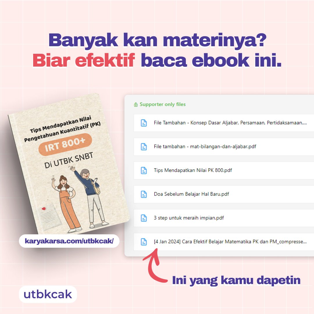 utbkcak's tweet photo. 💥Ternyata sebanyak ini ya materi yang perlu dipelajari buat PK dan PM 😭

Banyak kalo ga dicicil ya berat sih. Pelajari dulu dari dasarnya, baru deh yang sulit2. Jangan langsung yang sulit2 entar bikin puyeng.

Biar efektif, cek aja ebooknya di https://t.co/O5dKBjjVaj
