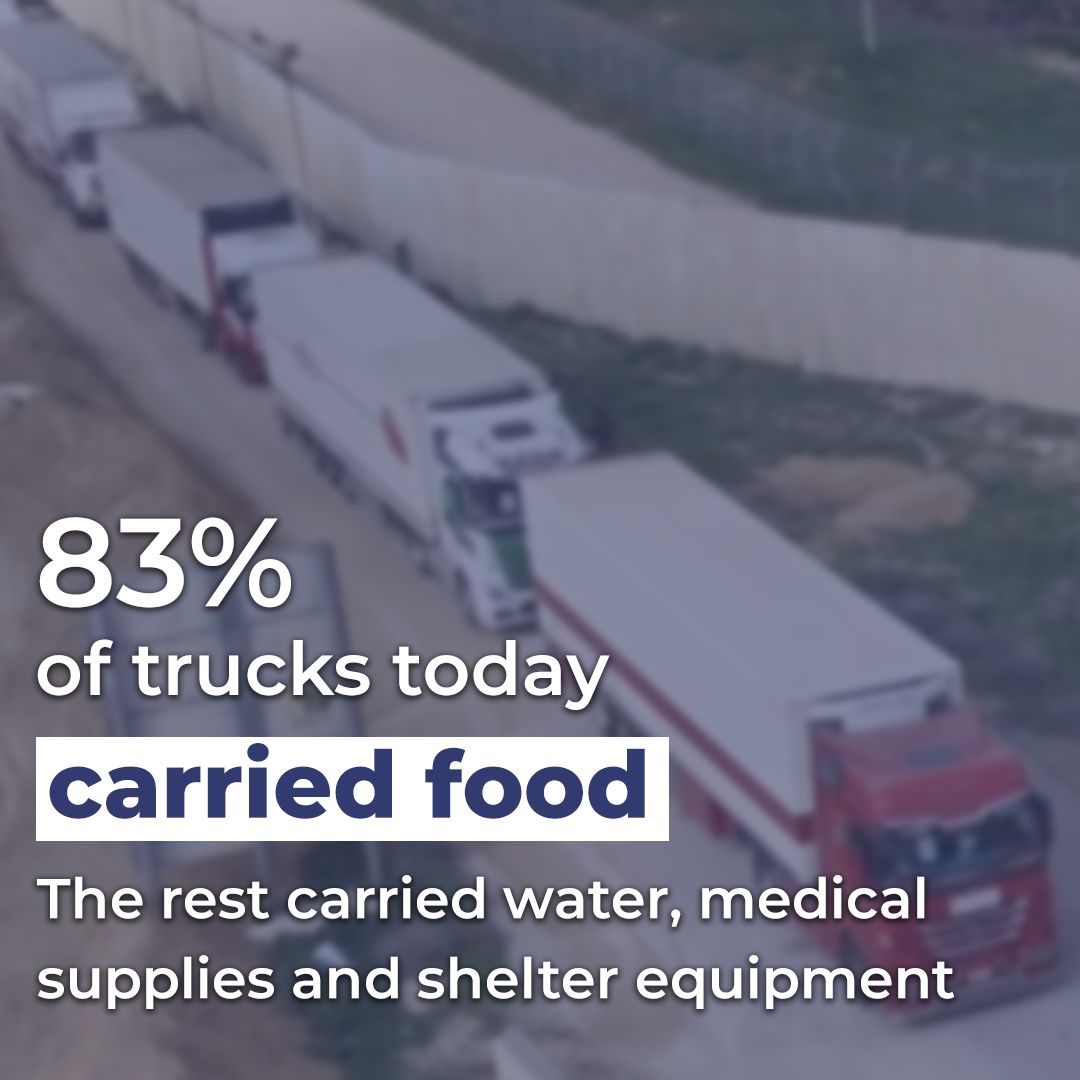 🚛237 humanitarian aid trucks were inspected and transferred to the Gaza Strip today (Jan. 14). This is the highest number of aid trucks being transferred to Gaza in one day since the start of the war. Our fight is with Hamas, not the people of Gaza.