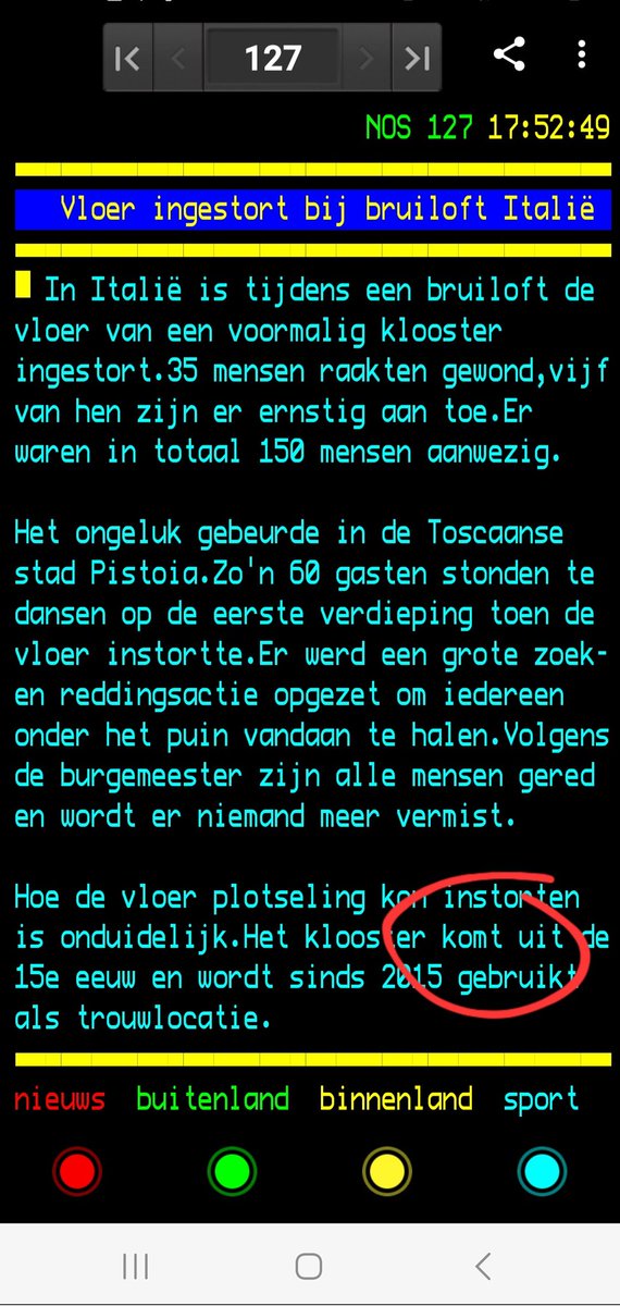 Het klooster komt...? 🤔
Zo had het makkelijk gekund, <a href="/Teletekst/">NOS Teletekst</a>:
Het klooster uit de 15e eeuw wordt sinds 2015 gebruikt als trouwlocatie.
Toch weer de #Weekendstagiaire...? 😉
