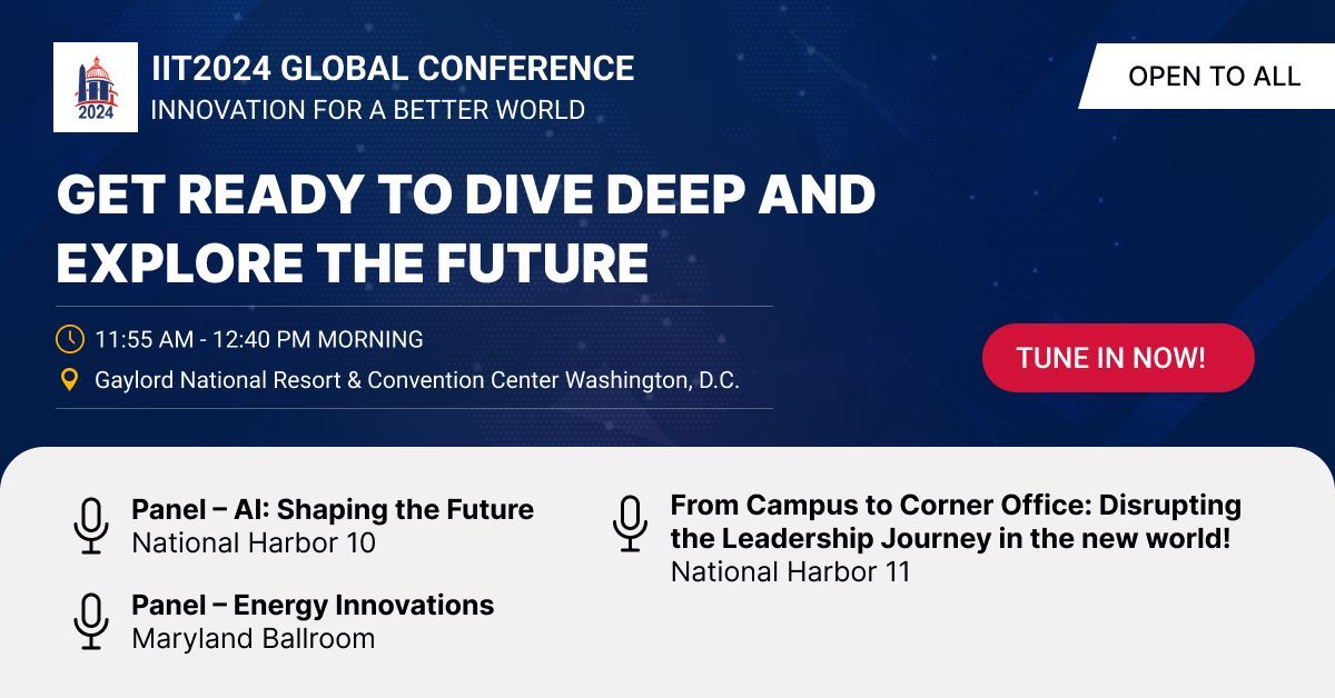🚀 Exciting sessions ahead: 🤖 Panel – AI: Shaping the Future, ⚡ Panel – Energy Innovations, and 🌐 From Campus to Corner Office: Disrupting the Leadership Journey in the New World! 

 ➡️ Don't miss out! Tune In Now: buff.ly/47C5pDl