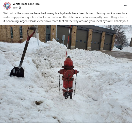 MMFD1_2's tweet photo. Make sure to clean 3 feet around your fire hydrant. It will prevent lost time for firefighters responding. @ChristaLowry https://t.co/2wULE2gO5y
