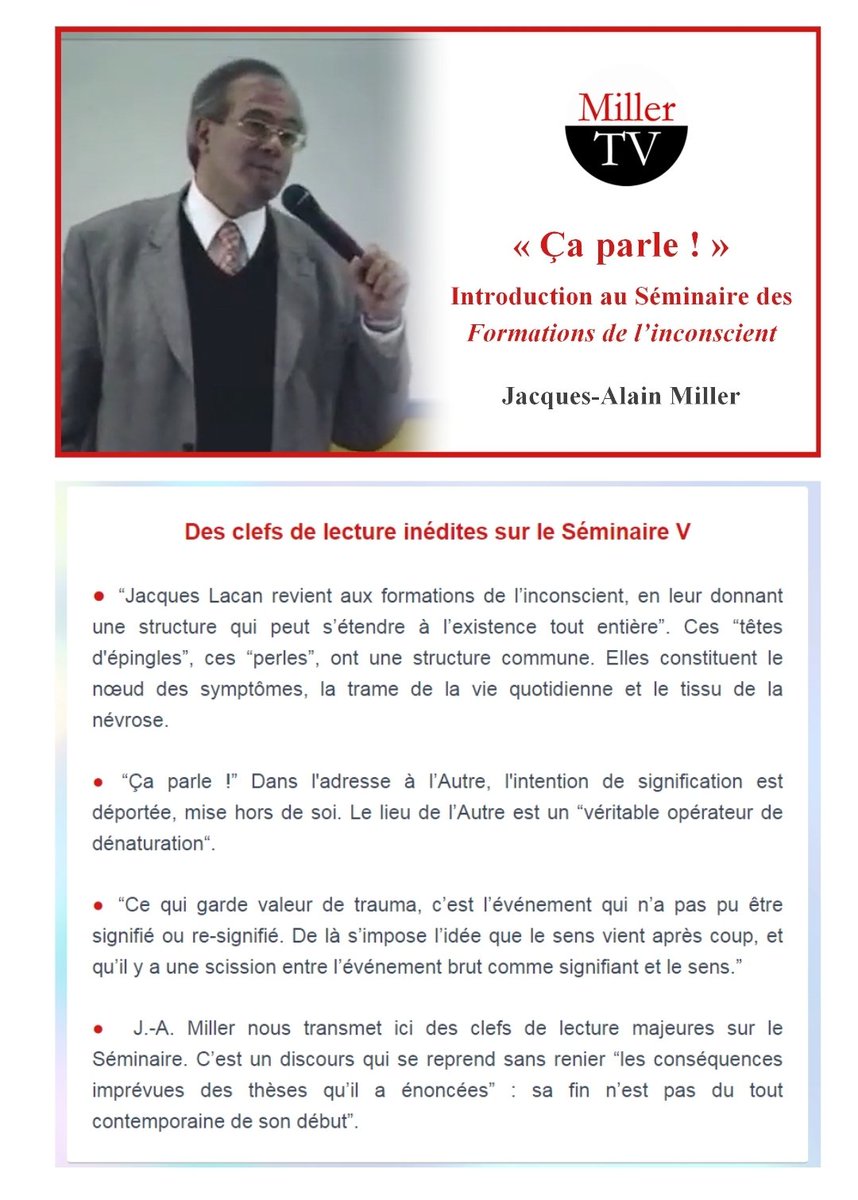 🕕 𝙼𝚒𝚕𝚕𝚎𝚛 𝚃𝚅 📽  
“Ç𝚊 𝚙𝚊𝚛𝚕𝚎 !”💬
𝙸𝚗𝚝𝚛𝚘𝚍𝚞𝚌𝚝𝚒𝚘𝚗 𝚊𝚞 𝚂é𝚖𝚒𝚗𝚊𝚒𝚛𝚎 𝚍𝚎𝚜 “𝙵𝚘𝚛𝚖𝚊𝚝𝚒𝚘𝚗𝚜 𝚍𝚎 𝚕’𝚒𝚗𝚌𝚘𝚗𝚜𝚌𝚒𝚎𝚗𝚝 ”🧐, 𝚙𝚊𝚛 𝙹𝚊𝚌𝚚𝚞𝚎𝚜-𝙰𝚕𝚊𝚒𝚗 𝙼𝚒𝚕𝚕𝚎𝚛🧭
𝚅𝙾𝙸𝚁 𝙻𝙰 𝚅𝙸𝙳𝙴𝙾
youtu.be/16sD-s-5LIs?si…