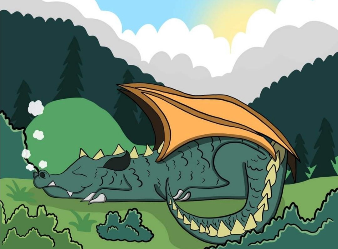 ZechBartlett's tweet photo. A sleeping Dragon #sleeping #dragon #sleepingdragon #drawing #procreate #digitalart #digital #art #art #reptilian #reptile #flyinglizard #monster https://t.co/cEsryY6FM3